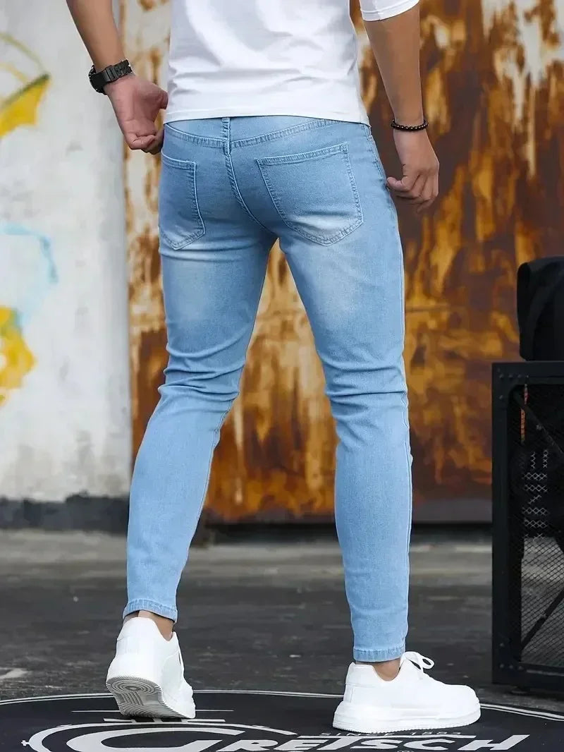 Mens Slim Fit Skinny Jeans - Casual Denim for Street Style - ZOOMNSTORE