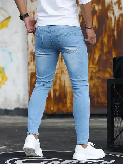 Mens Slim Fit Skinny Jeans - Casual Denim for Street Style - ZOOMNSTORE