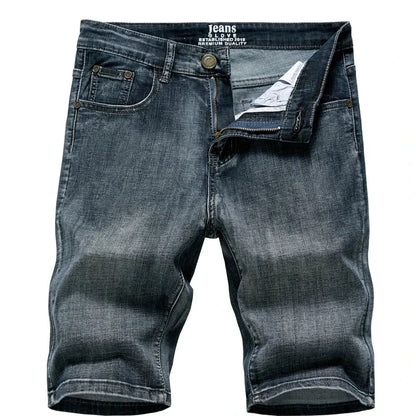 Mens Slim Denim Shorts - Classic Black  Blue Fashion Casual Jeans - ZOOMNSTORE