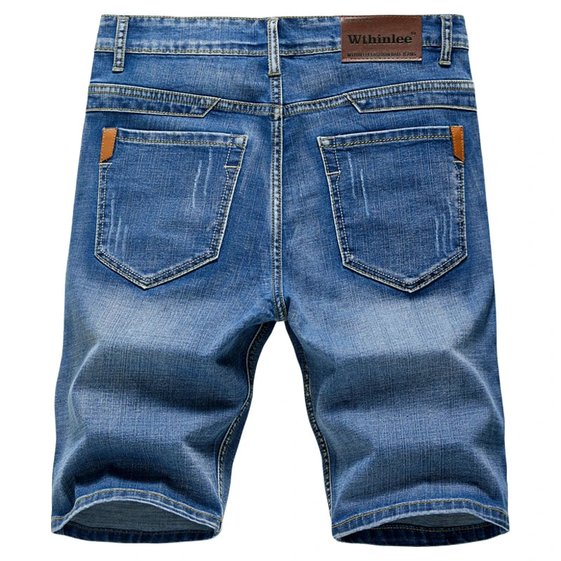Mens Slim Denim Shorts - Classic Black  Blue Fashion Casual Jeans - ZOOMNSTORE