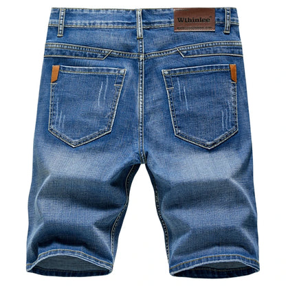 Mens Slim Denim Shorts - Classic Black  Blue Fashion Casual Jeans - ZOOMNSTORE