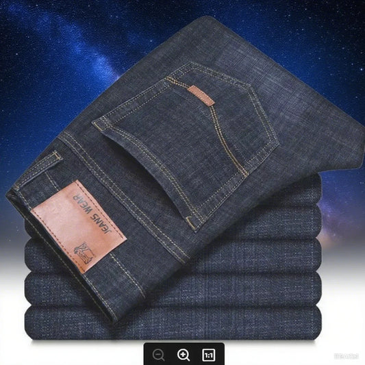 Mens Slim Fit Denim Pants - Comfortable Casual Straight Leg Trousers - ZOOMNSTORE