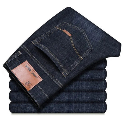 Mens Slim Fit Denim Pants - Comfortable Casual Straight Leg Trousers - ZOOMNSTORE