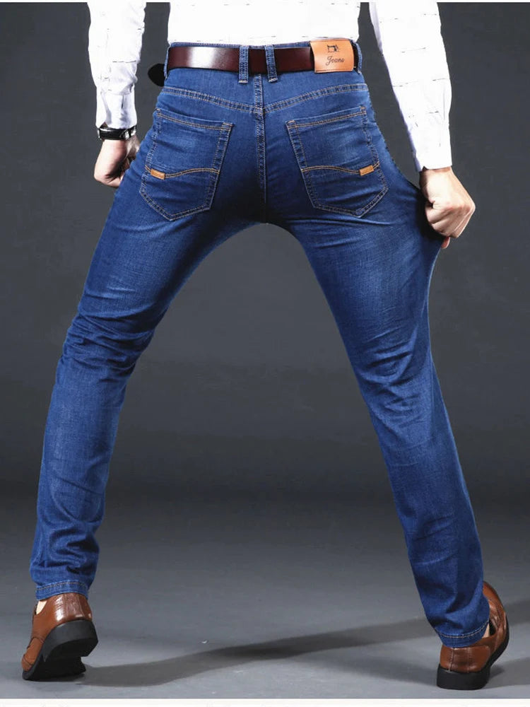 Mens Slim Fit Stretch Pants - Comfortable Casual Denim Trousers - ZOOMNSTORE