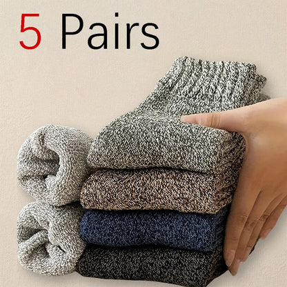 Mens Solid Color Winter Socks - Soft Comfortable Casual 3515 Pairs - ZOOMNSTORE