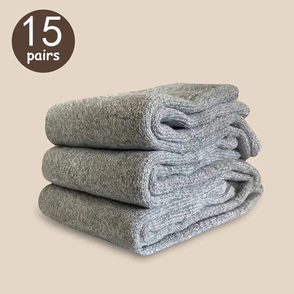 Mens Solid Color Winter Socks - Soft Comfortable Casual 3515 Pairs - ZOOMNSTORE