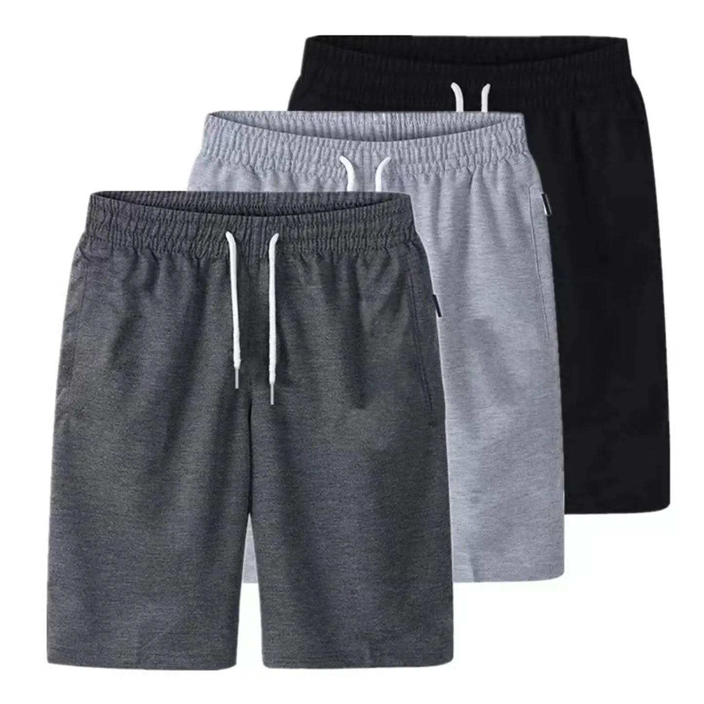 Mens Drawstring Beach Shorts - Solid Pocket Board Trunks for Summer - ZOOMNSTORE