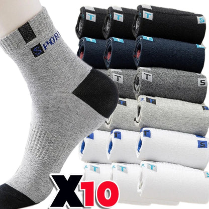 Mens Sports Socks – Breathable Cotton Crew Length Socks EU Size 38-47, 5 Pairs - ZOOMNSTORE