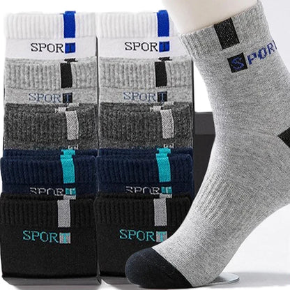 Mens Sports Socks – Breathable Cotton Crew Length Socks EU Size 38-47, 5 Pairs - ZOOMNSTORE