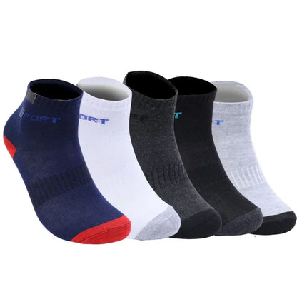 Mens Sports Socks – Breathable Cotton Crew Length Socks EU Size 38-47, 5 Pairs - ZOOMNSTORE