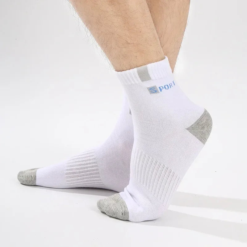 Mens Sports Socks – Breathable Cotton Crew Length Socks EU Size 38-47, 5 Pairs - ZOOMNSTORE