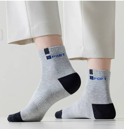 Mens Sports Socks – Breathable Cotton Crew Length Socks EU Size 38-47, 5 Pairs - ZOOMNSTORE