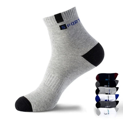 Mens Sports Socks – Breathable Cotton Crew Length Socks EU Size 38-47, 5 Pairs - ZOOMNSTORE
