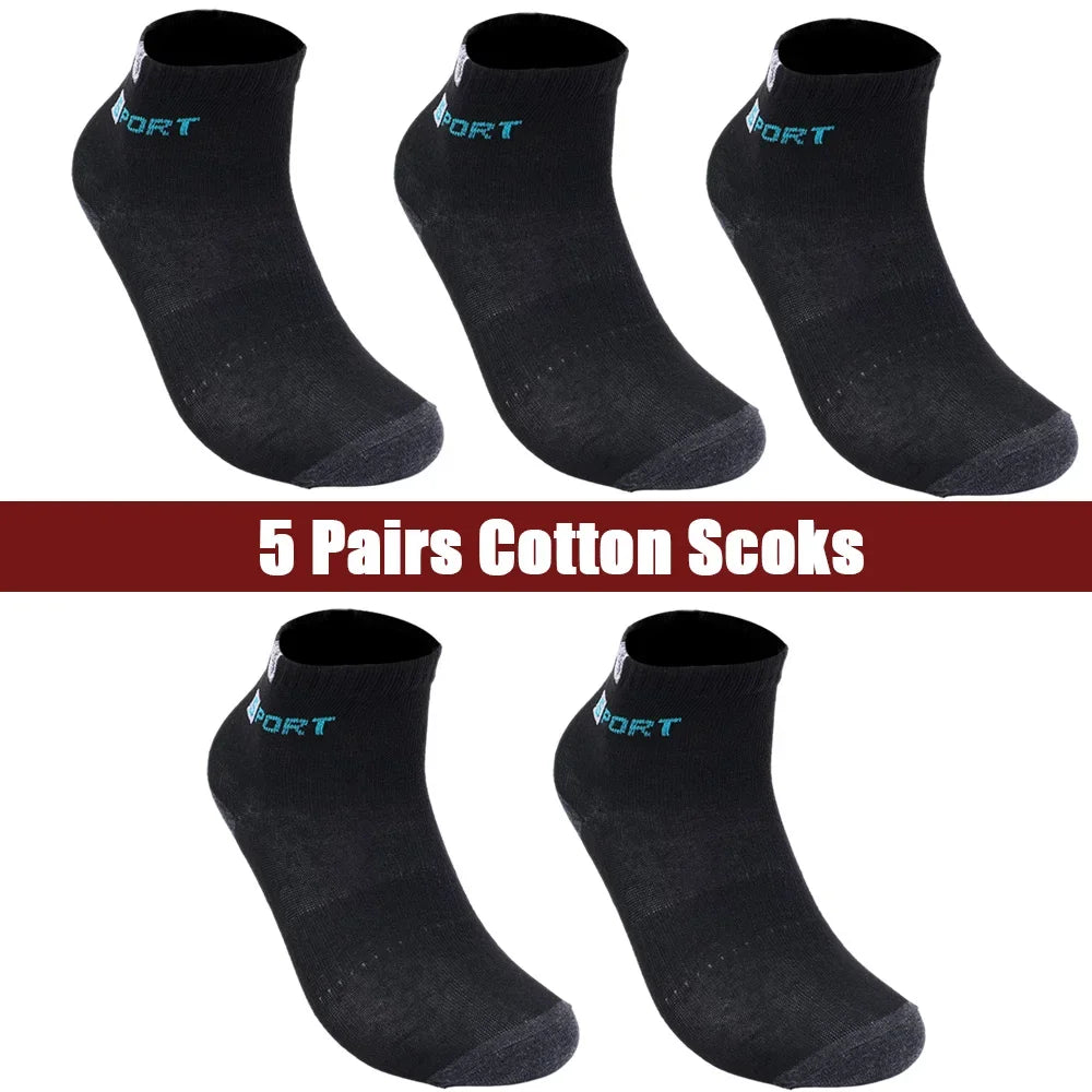 Mens Sports Socks – Breathable Cotton Crew Length Socks EU Size 38-47, 5 Pairs - ZOOMNSTORE