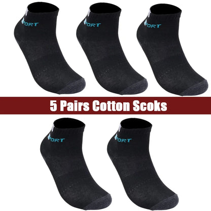 Mens Sports Socks – Breathable Cotton Crew Length Socks EU Size 38-47, 5 Pairs - ZOOMNSTORE