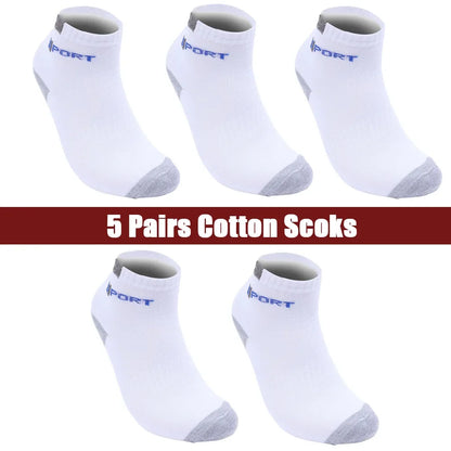 Mens Sports Socks – Breathable Cotton Crew Length Socks EU Size 38-47, 5 Pairs - ZOOMNSTORE