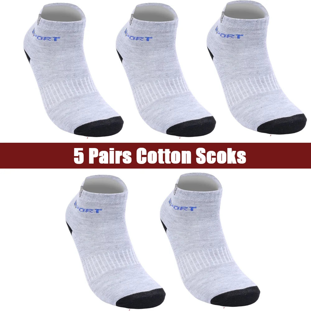 Mens Sports Socks – Breathable Cotton Crew Length Socks EU Size 38-47, 5 Pairs - ZOOMNSTORE