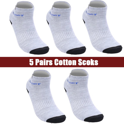 Mens Sports Socks – Breathable Cotton Crew Length Socks EU Size 38-47, 5 Pairs - ZOOMNSTORE