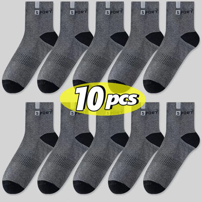 Mens Sports Socks – Breathable Cotton Crew Length Socks EU Size 38-47, 5 Pairs - ZOOMNSTORE