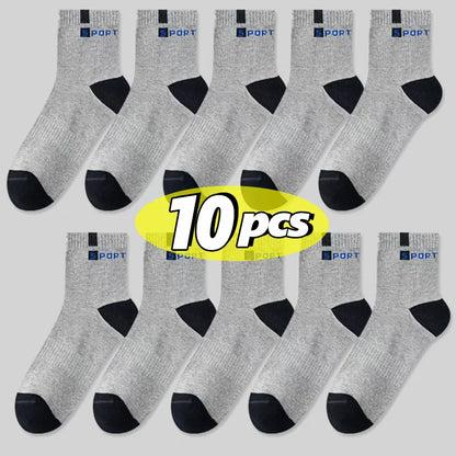 Mens Sports Socks – Breathable Cotton Crew Length Socks EU Size 38-47, 5 Pairs - ZOOMNSTORE