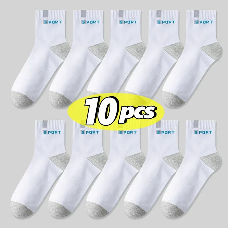 Mens Sports Socks – Breathable Cotton Crew Length Socks EU Size 38-47, 5 Pairs - ZOOMNSTORE
