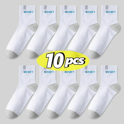 Mens Sports Socks – Breathable Cotton Crew Length Socks EU Size 38-47, 5 Pairs - ZOOMNSTORE