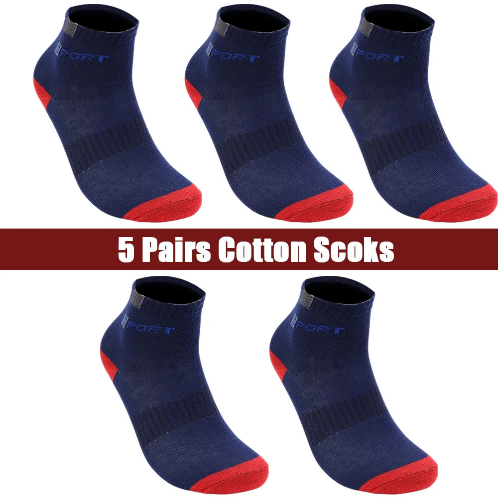 Mens Sports Socks – Breathable Cotton Crew Length Socks EU Size 38-47, 5 Pairs - ZOOMNSTORE