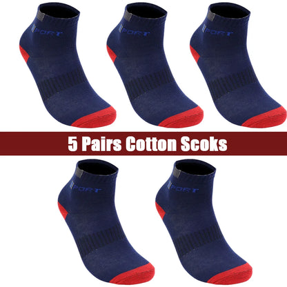 Mens Sports Socks – Breathable Cotton Crew Length Socks EU Size 38-47, 5 Pairs - ZOOMNSTORE