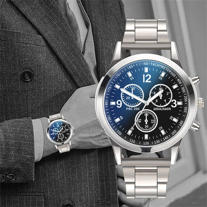 Mens Stainless Steel Watch - Luxury Quartz Wristwatch With Arabic Dial & Bracelet Clasp - ZOOMNSTORE