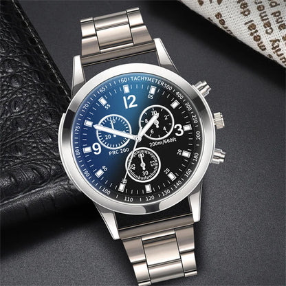Mens Stainless Steel Watch - Luxury Quartz Wristwatch With Arabic Dial & Bracelet Clasp - ZOOMNSTORE
