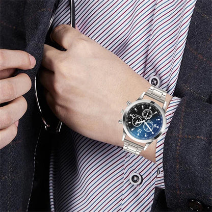 Mens Stainless Steel Watch - Luxury Quartz Wristwatch With Arabic Dial & Bracelet Clasp - ZOOMNSTORE