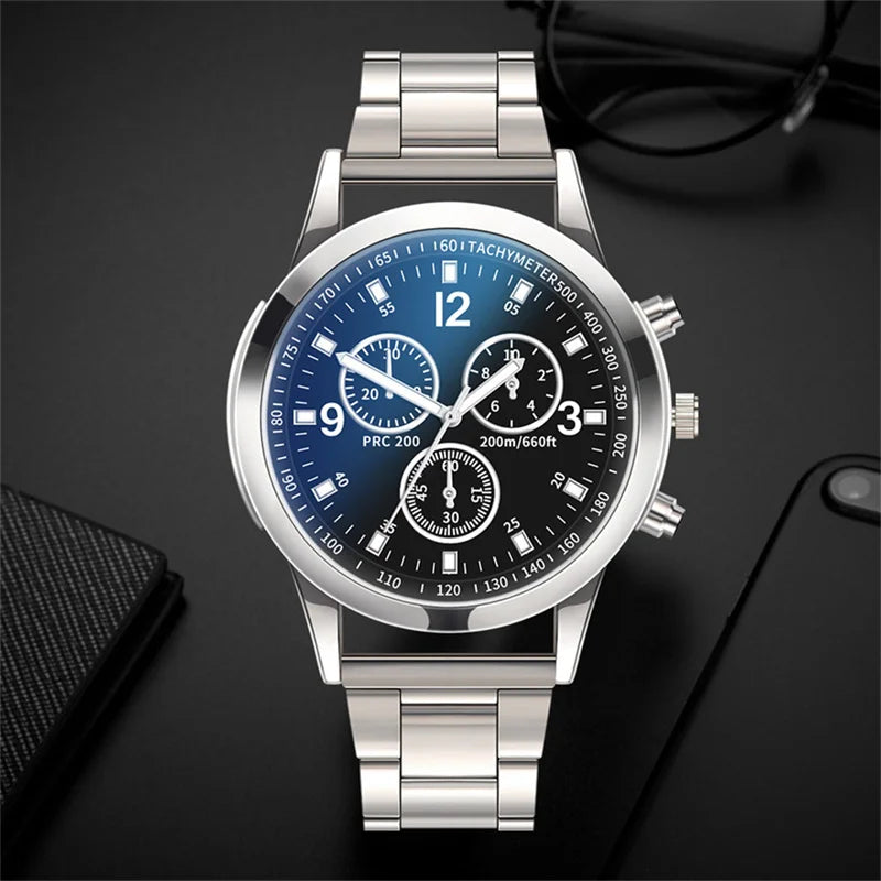 Mens Stainless Steel Watch - Luxury Quartz Wristwatch With Arabic Dial & Bracelet Clasp - ZOOMNSTORE