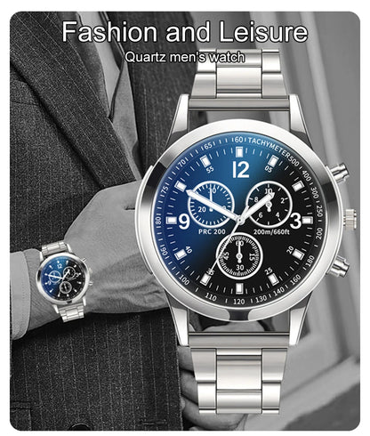 Mens Stainless Steel Watch - Luxury Quartz Wristwatch With Arabic Dial & Bracelet Clasp - ZOOMNSTORE