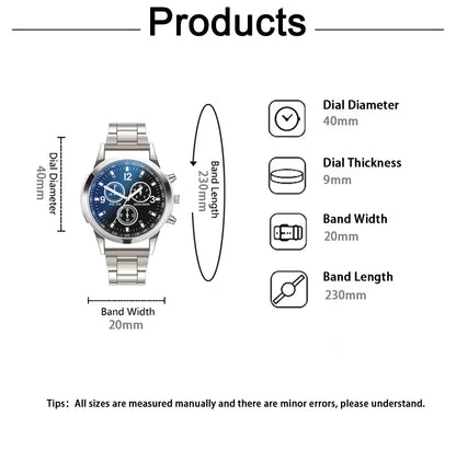 Mens Stainless Steel Watch - Luxury Quartz Wristwatch With Arabic Dial & Bracelet Clasp - ZOOMNSTORE
