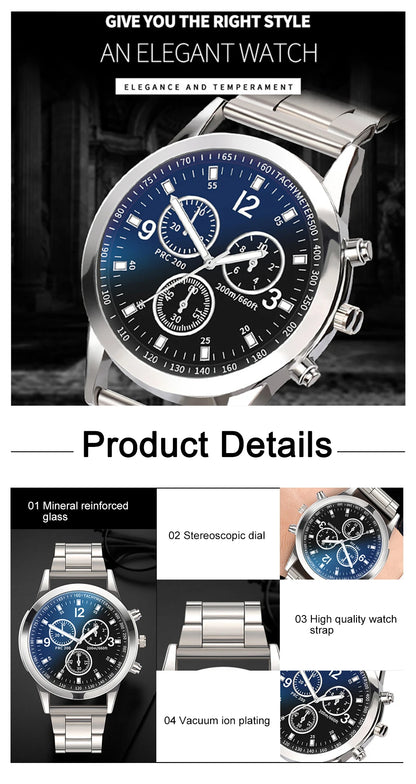 Mens Stainless Steel Watch - Luxury Quartz Wristwatch With Arabic Dial & Bracelet Clasp - ZOOMNSTORE