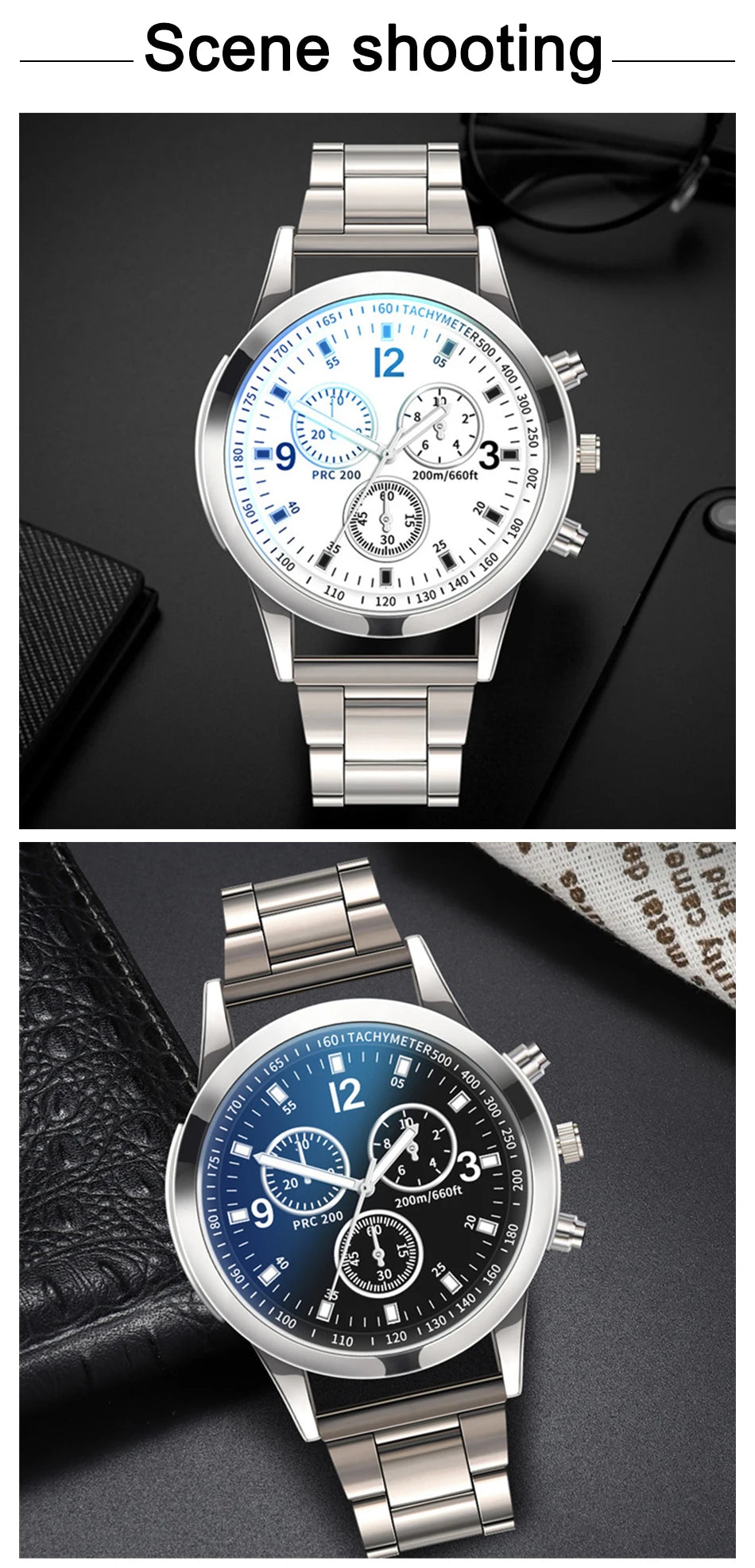 Mens Stainless Steel Watch - Luxury Quartz Wristwatch With Arabic Dial & Bracelet Clasp - ZOOMNSTORE