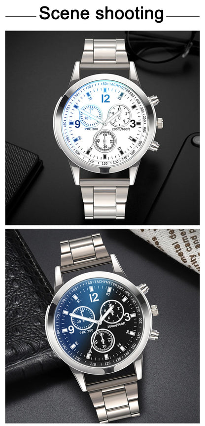 Mens Stainless Steel Watch - Luxury Quartz Wristwatch With Arabic Dial & Bracelet Clasp - ZOOMNSTORE