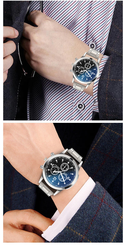 Mens Stainless Steel Watch - Luxury Quartz Wristwatch With Arabic Dial & Bracelet Clasp - ZOOMNSTORE