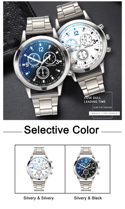 Mens Stainless Steel Watch - Luxury Quartz Wristwatch With Arabic Dial & Bracelet Clasp - ZOOMNSTORE