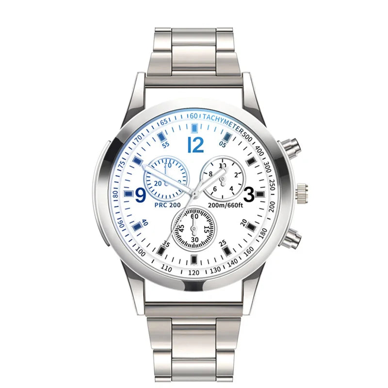 Mens Stainless Steel Watch - Luxury Quartz Wristwatch With Arabic Dial & Bracelet Clasp - ZOOMNSTORE