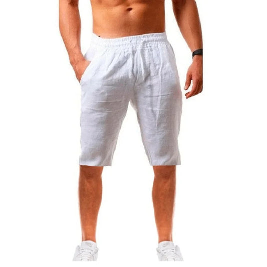 Mens Summer Cotton Linen Shorts - Breathable Solid Color Trousers S-3XL - ZOOMNSTORE