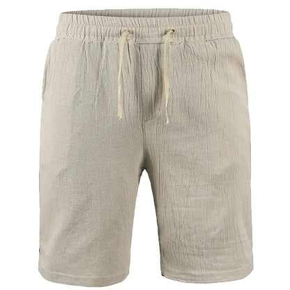 Mens Summer Cotton Linen Shorts - Breathable Solid Color Trousers S-3XL - ZOOMNSTORE