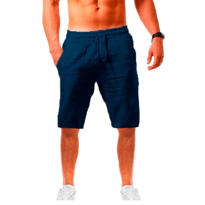 Mens Summer Cotton Linen Shorts - Breathable Solid Color Trousers S-3XL - ZOOMNSTORE