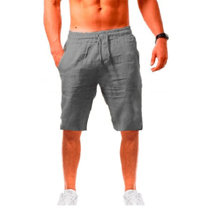 Mens Summer Cotton Linen Shorts - Breathable Solid Color Trousers S-3XL - ZOOMNSTORE