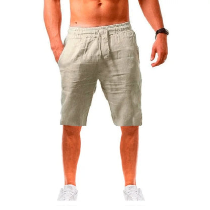 Mens Summer Cotton Linen Shorts - Breathable Solid Color Trousers S-3XL - ZOOMNSTORE