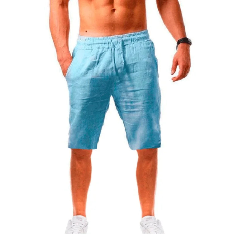 Mens Summer Cotton Linen Shorts - Breathable Solid Color Trousers S-3XL - ZOOMNSTORE