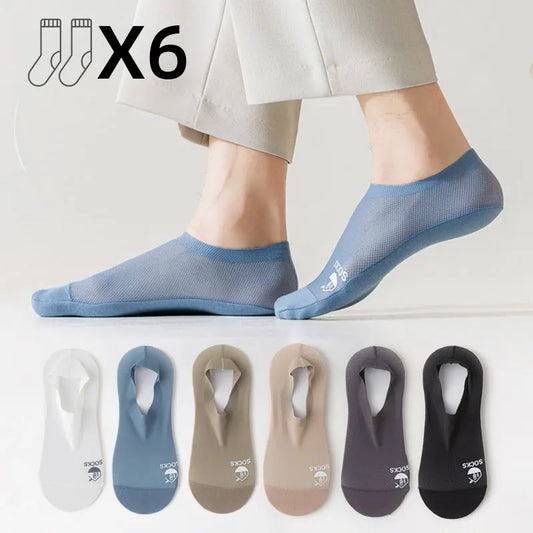 Mens Summer No-Show Socks - Thin Mesh Ankle Socks Sweat Absorbent Ultra-Thin Comfort - ZOOMNSTORE