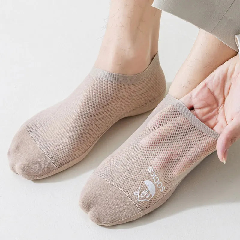 Mens Summer No-Show Socks - Thin Mesh Ankle Socks Sweat Absorbent Ultra-Thin Comfort - ZOOMNSTORE