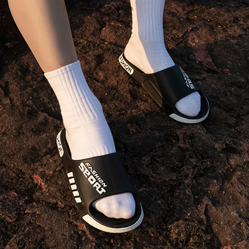 Mens Summer Open Toe Slippers - Big Size 48-49 Flat Sole Beach Sandals - ZOOMNSTORE
