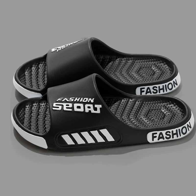 Mens Summer Slippers - Open Toe Flat Sandals for Home and Beach - ZOOMNSTORE